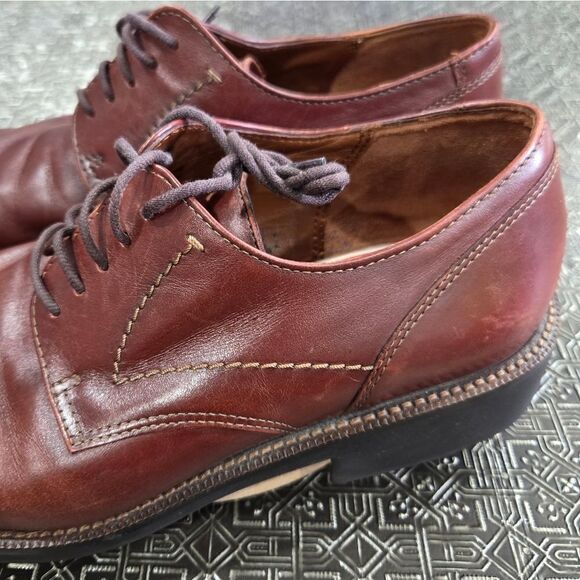 🐢 ECCO  Lisbon Plain Toe Cognac Brown Leather Oxford Shoes. Size EU42 US8-8.5 - Picture 7 of 13